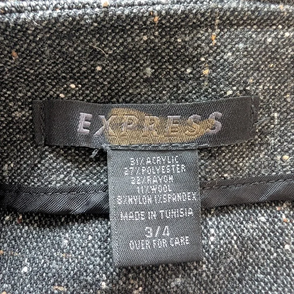 Vintage Express Gray Tweed Mini Skirt Y2K Preppy Academia Wool CluelessSz 3/4 XS